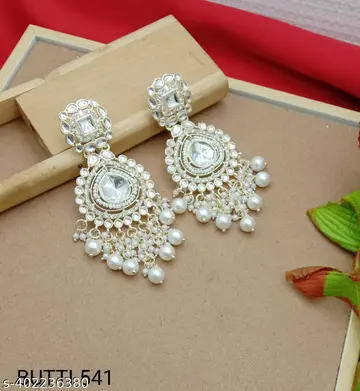 Kundan Pearl Chandbali Earrings