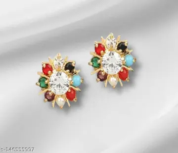 Multicolor Navratna Stone Studs