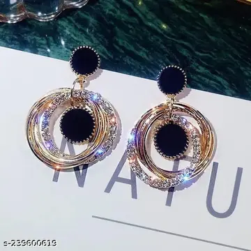 Black Crystal and Rose Gold Hoops