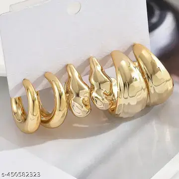 Chunky Gold Hoop Earrings Set