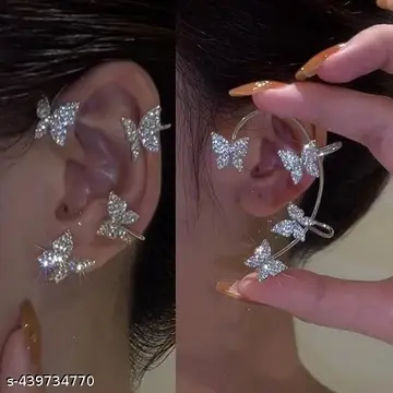 American Diamond Butterfly Ear Cuff (Silver)