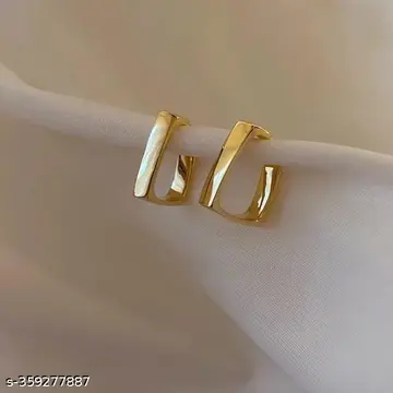 Gold-Plated Modern C-Shape Hoops