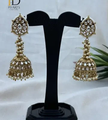 Kundan Pearl Jhumka Earrings