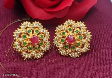 Gold-Plated CZ Flower Studs