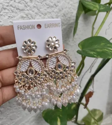 Chandbali Pearl Drop Earrings