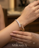 Mirahva Luxe Two-Tone Crystal Open Cuff Bracelet for Women