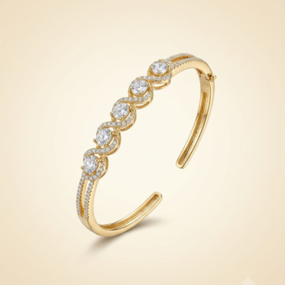Mirahva Luxe Intertwined Crystal Open Cuff Bracelet