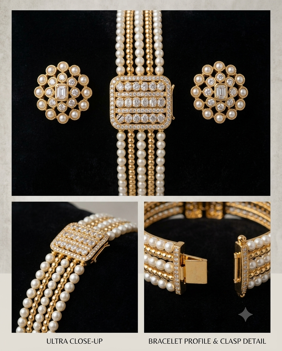 Mirahva Luxe Crystal Multi-Row Gold-Tone Bracelet - Image 2
