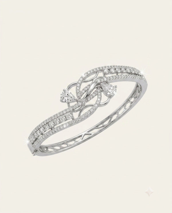 Mirahva Luxe Crystal Floral Open Cuff Bracelet for Women