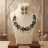 Gemini_Generated_Image_1o64r51o64r51o64 Mirahva Multicolour Oxidised Silver Statement Necklace & Earrings Set