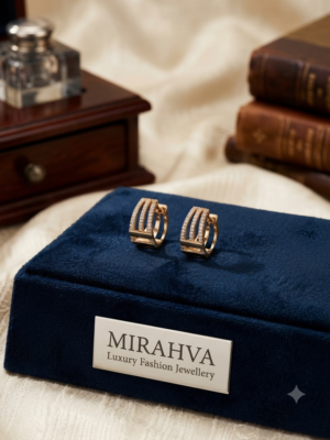 Mirahva Luxe CZ Triple-Line Gold Hoop Earrings