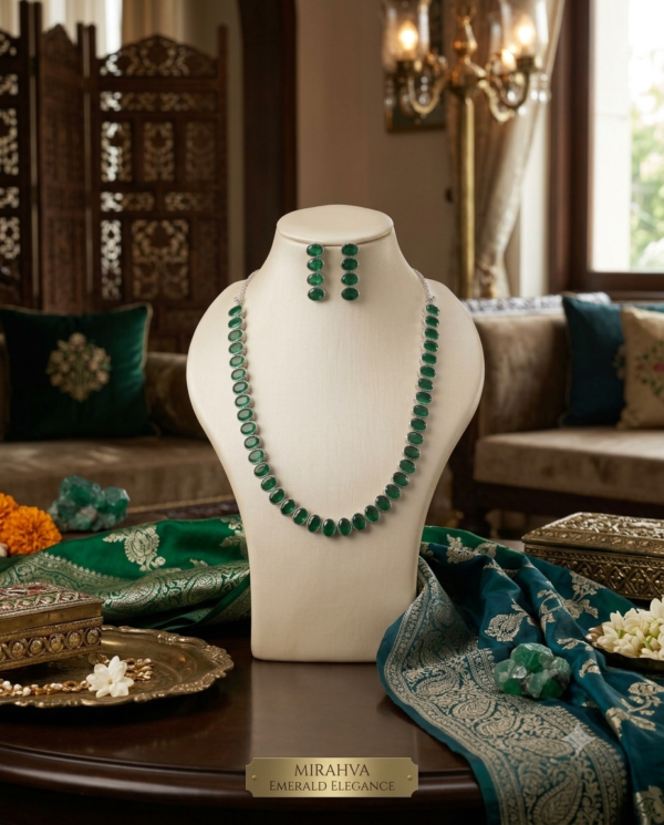 Gemini_Generated_Image_32c9rv32c9rv32c9 Mirahva Emerald Elegance Oval Stone Necklace & Earrings Set
