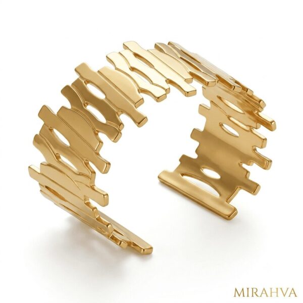 Gemini_Generated_Image_58p4d858p4d858p4 Mirahva Luxe Gold Geometric Open Cuff Bracelet for Women | Premium Adjustable Statement Cuff | Modern Designer Fashion Jewelry