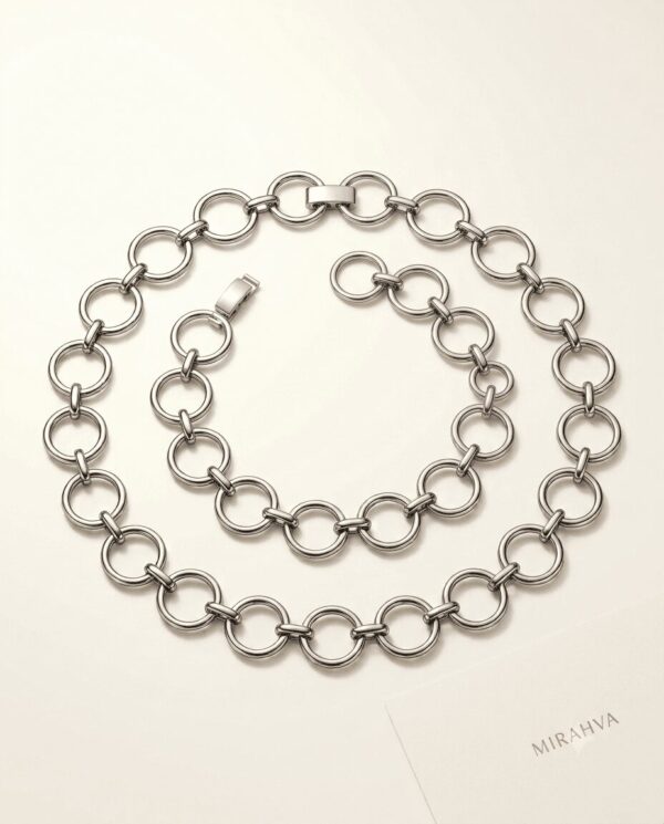 Minimalist Silver-Tone Chain Belt