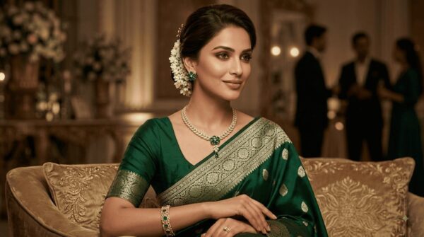 Mirahva Emerald Royale Gold-Tone Statement Jewellery Set