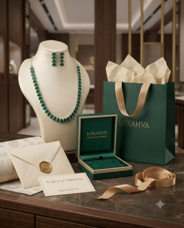 Gemini_Generated_Image_89okv789okv789ok Mirahva Emerald Elegance Oval Stone Necklace & Earrings Set
