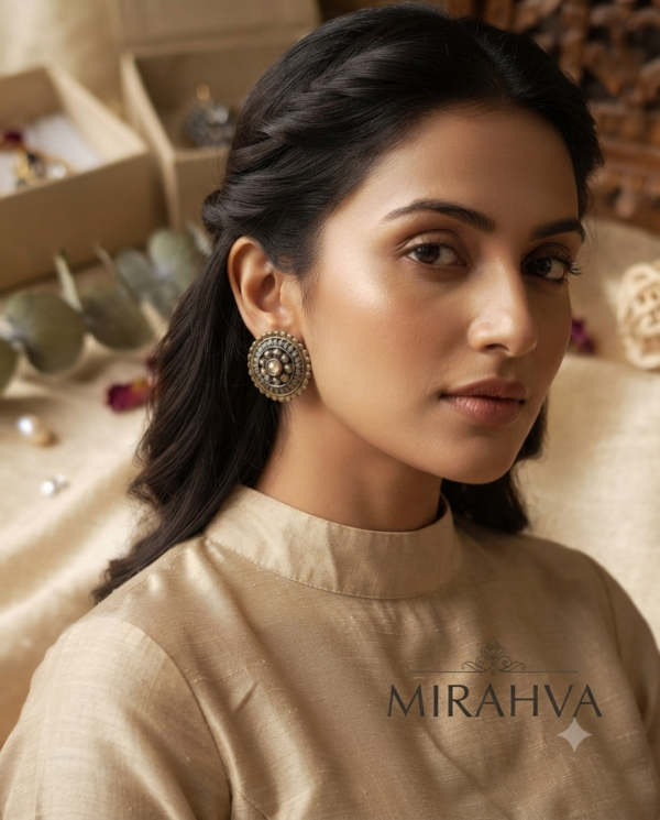 Gemini_Generated_Image_8u31838u31838u31 Mirahva Antique Gold & Oxidized Silver Pearl Statement Earrings