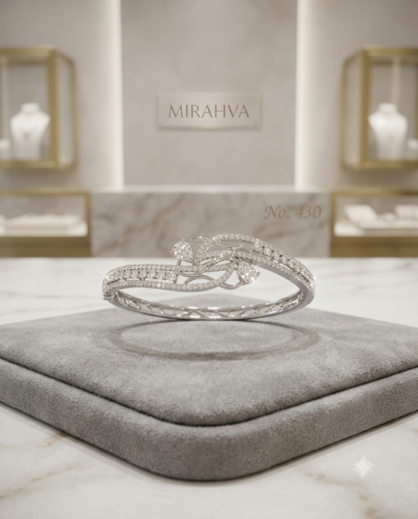Mirahva Luxe Crystal Floral Open Cuff Bracelet for Women