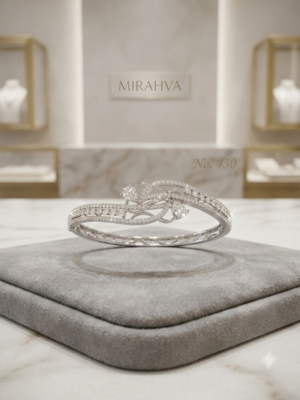 Mirahva Luxe Crystal Floral Open Cuff Bracelet for Women