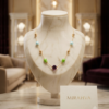 Mirahva Artisan Beaded Statement Necklace – Aqua Blue, Coral & Teardrop Pendant