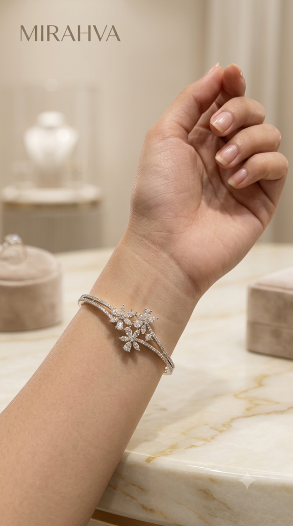 Gemini_Generated_Image_ar5yh6ar5yh6ar5y Mirahva Floral Crystal Luxe Bracelet for Women – Elegant Silver-Tone Statement Bracelet