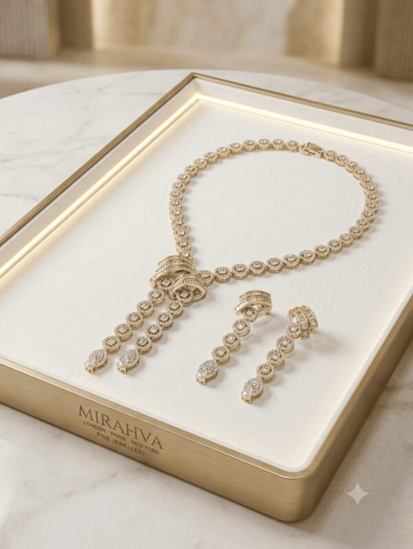 Mirahva Luxe Radiance Gold-Tone Necklace & Earrings Set