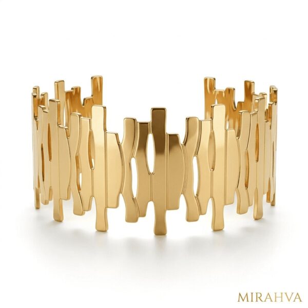 Gemini_Generated_Image_cqx1ircqx1ircqx1 Mirahva Luxe Gold Geometric Open Cuff Bracelet for Women | Premium Adjustable Statement Cuff | Modern Designer Fashion Jewelry