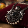 Gemini_Generated_Image_e18tyye18tyye18t Mirahva Ganesh Heritage Oxidized Silver Necklace & Jhumka Earrings Set