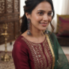 Mirahva Traditional Oxidized Silver Jhumka Drop Earrings with Red & Green Stone Detailing