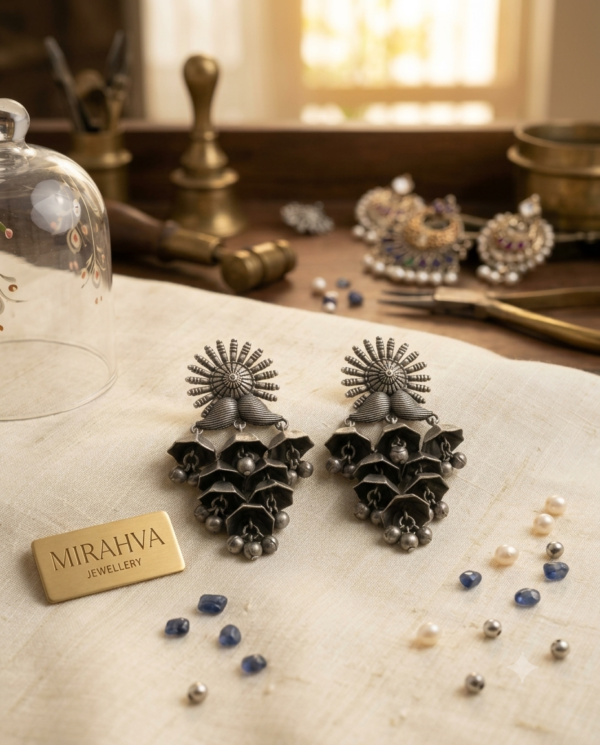Gemini_Generated_Image_f8x8nhf8x8nhf8x8-1 Mirahva Antique Floral Oxidised Silver Statement Earrings for Women