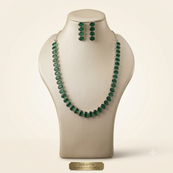 Gemini_Generated_Image_fa68qjfa68qjfa68 Mirahva Emerald Elegance Oval Stone Necklace & Earrings Set