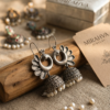 Mirahva Peacock Oxidized Silver Jhumka Earrings with Pearl Drops