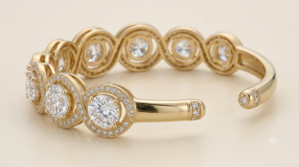 Mirahva Luxe Intertwined Crystal Open Cuff Bracelet