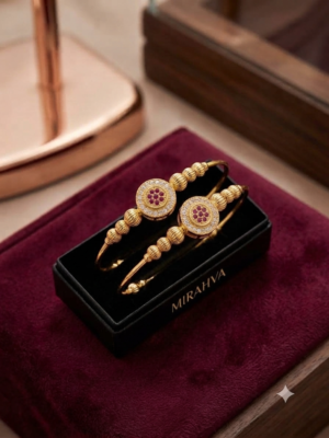 Mirahva Royal Ruby Radiance Gold-Tone Bangle Set