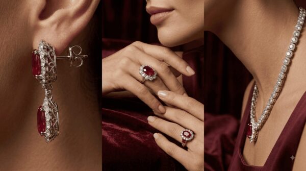 Mirahva Aurum Ruby Royal Bridal Necklace Set