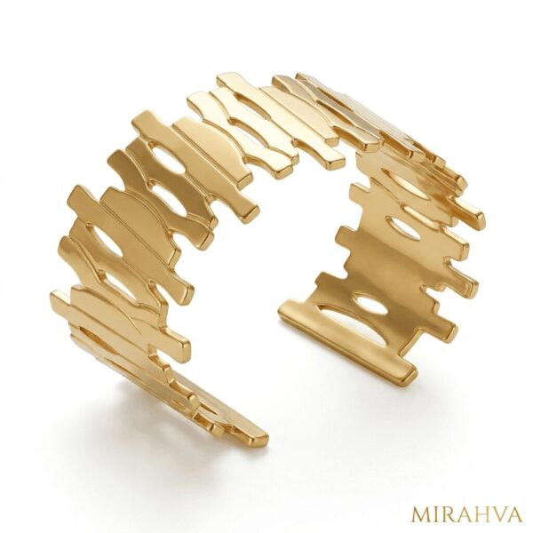 Gemini_Generated_Image_hqz4rchqz4rchqz4-1 Mirahva Luxe Gold Geometric Open Cuff Bracelet for Women | Premium Adjustable Statement Cuff | Modern Designer Fashion Jewelry