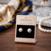 Mirahva Elegant Pearl Halo Stud Earrings – Rose Gold Finish