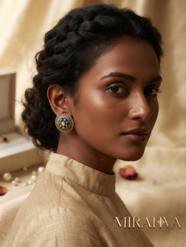 Gemini_Generated_Image_jb6e63jb6e63jb6e Mirahva Antique Gold & Oxidized Silver Pearl Statement Earrings