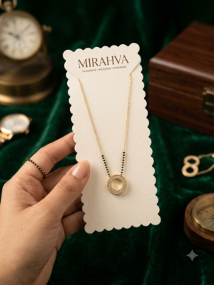 Mirahva Elegant Gold-Tone Black Beaded Circle Pendant Necklace for Women