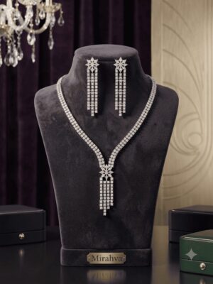 Mirahva Crystal Elegance Long Drop Necklace & Earrings Set
