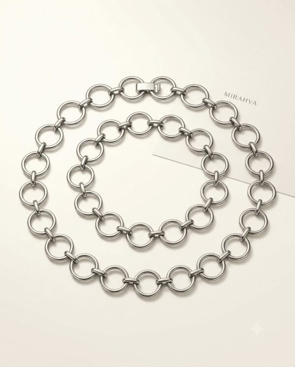 Minimalist Silver-Tone Chain Belt