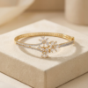 Mirahva Floral Crystal Gold-Tone Open Bangle Bracelet for Women