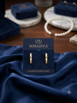 Mirahva Gold-Tone CZ Stone Studded Hoop Earrings