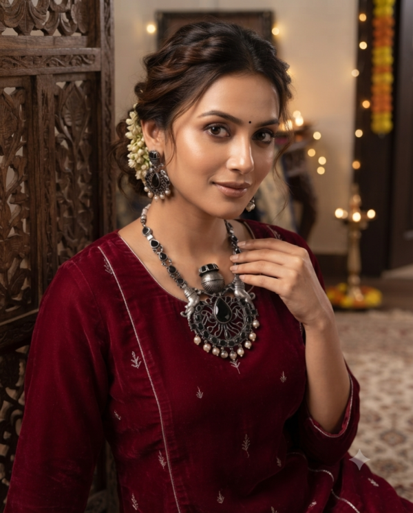 Gemini_Generated_Image_md94wjmd94wjmd94 Mirahva Ganesh Heritage Oxidized Silver Necklace & Jhumka Earrings Set