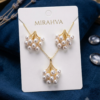 Mirahva Pearl Cluster Gold-Tone Necklace & Earrings Set for Women | Elegant Statement Jewellery