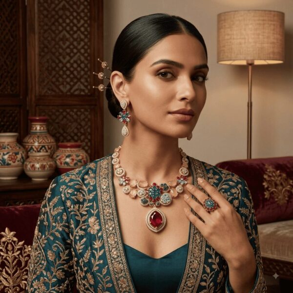 Mirahva Multicolor Royal Radiance Statement Jewelry Set