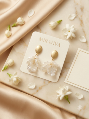 Mirahva Elegant Ivory Floral Drop Earrings for Women