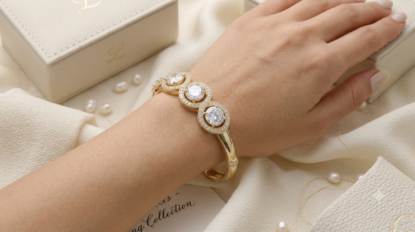 Mirahva Luxe Intertwined Crystal Open Cuff Bracelet