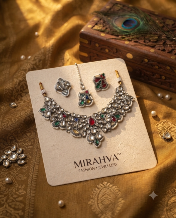 Mirahva Traditional Multicolor Oxidized Finish Designer Stud Earrings