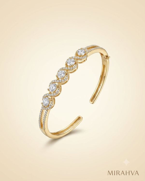 Mirahva Luxe Intertwined Crystal Open Cuff Bracelet